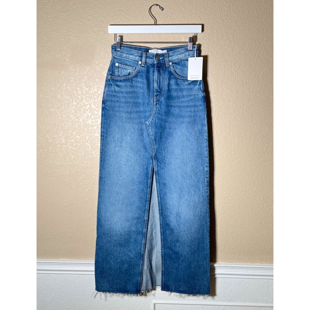 NWT & Other Stories Long Frayed Edge Denim Maxi Skirt - Picture 2 of 9